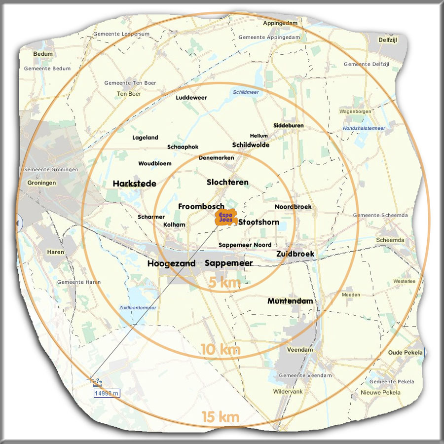 afstand van plaatsen rondom Froombosch